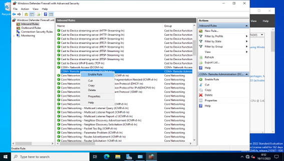Reglas de firewall RSAT